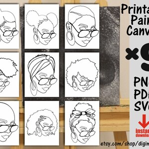9x Donna Coloring Pages Bundle, Afro svg, Melanin, Paint With A Twist, Paint Party, Adult Printable Coloring Page, Paint & Sip, Digi Stamps