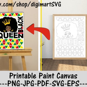 Black Queen Png, Pagine da colorare, Tela di vernice stampabile, Paint Party, Pagina da colorare stampabile per adulti, Download istantaneo, Paint With A Twist