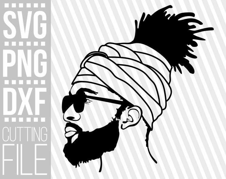 Black man with dreadlocks svg, Afro man, Beard Man svg, headband, Afro