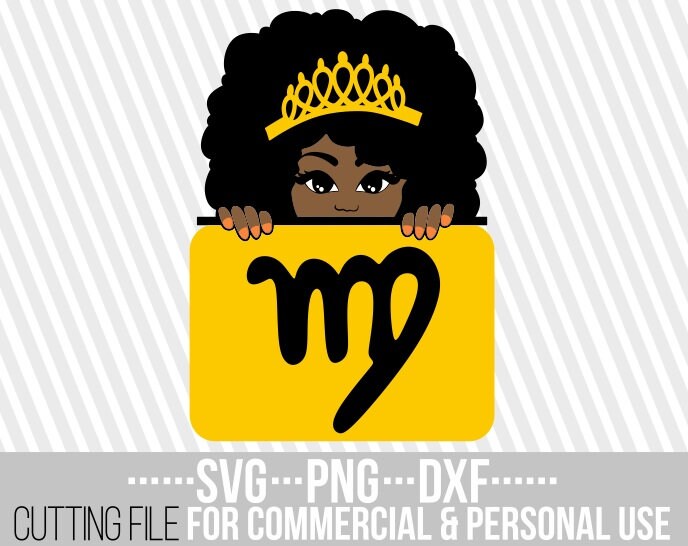 Download Virgo Sign Svg Zodiac Sign Svg Afro Queen Svg Horoscope Layered Melanin Black Woman File For Cricut Silhouette Instant Download