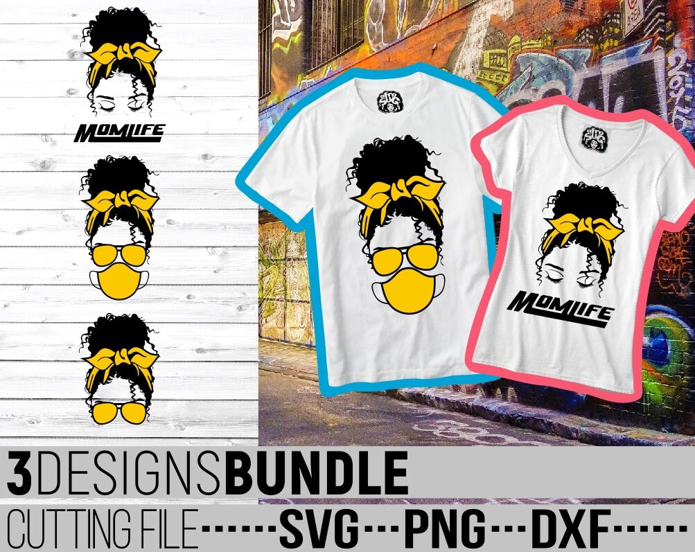 3x Messy Bun In Headband Bundle svg, Melanin poppin svg ...