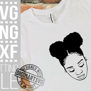Black Woman with Afro Puffs, Hairstyle svg, Melanin, Black Girl Magic, Natural Hair, Vector, File for Cricut, Silhouette ,Instant download
