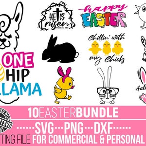 Easter Svg Bundle, Easter Chicks svg, Bunny svg, Llama svg, Happy Easter svg, Risen svg, Sublimation, File for Cricut, Instant download