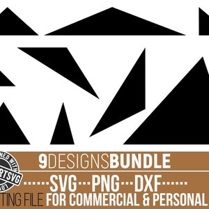 9x Triangle svg Bundle, Shape svg, Basic Shape svg, Geometric Shape, Silhouette, Stencil Shapes, File for Cricut, Téléchargement instantané