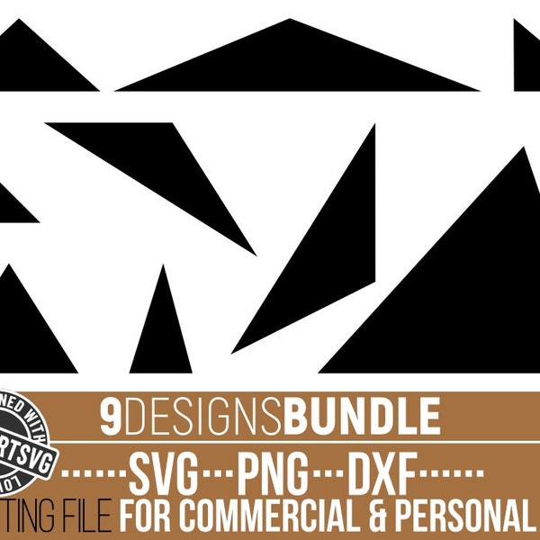 9x Triangle svg Bundle, Shape svg, Basic Shape svg, Geometric Shape, Silhouette, Stencil Shapes, File for Cricut, Instant download