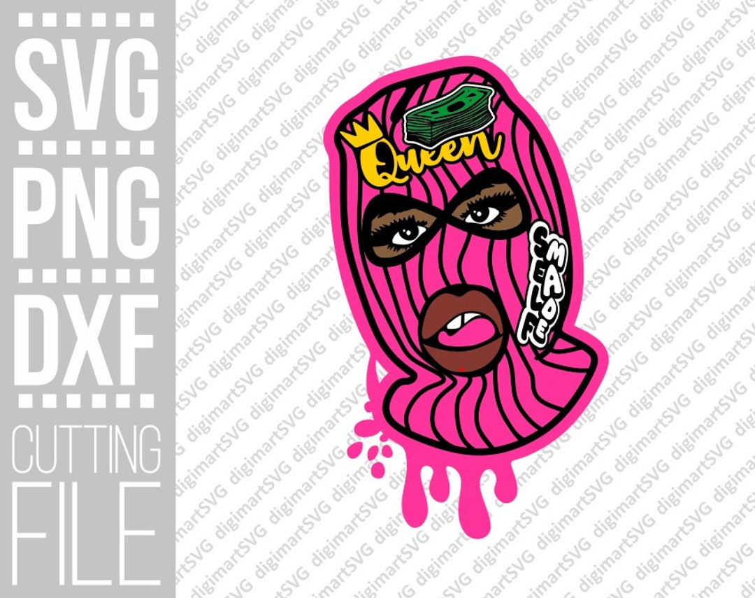Black Queen Svg, Woman Wearing Balaclava Mask Svg, Pink Ski Mask Svg