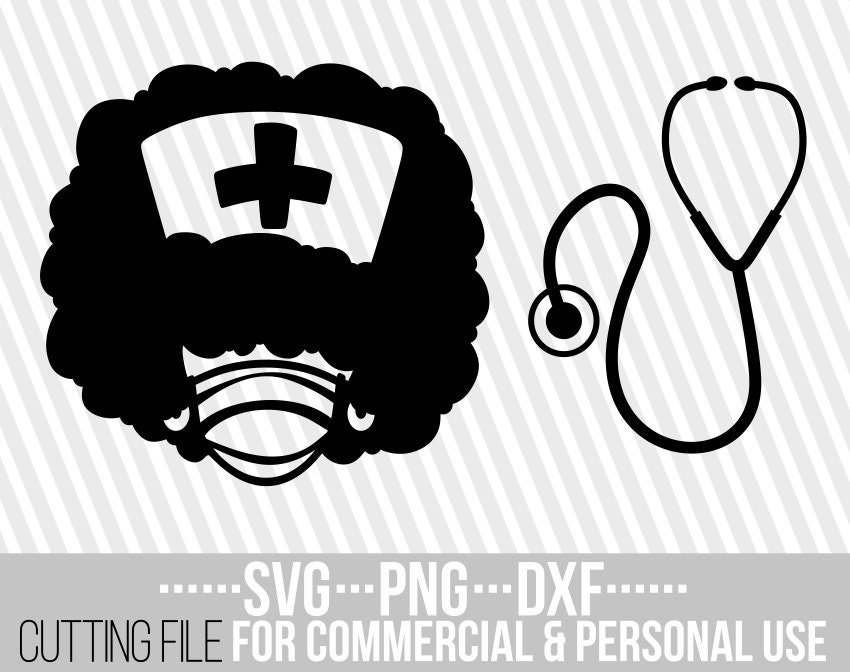 Download Black Girl With Stethoscope Svg Afro Woman Mask Svg Nursing Svg Doctor File For Cricut Vector Silhouette Instant Download Cuttable