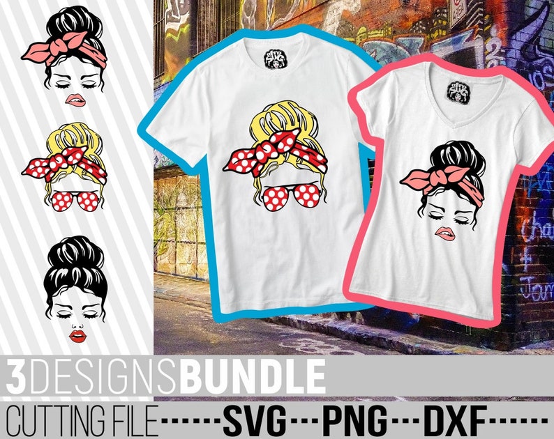 Blonde Messy Bun Bandana Polka Dot SVG File