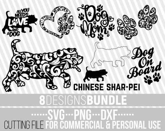 8x Chinese Shar Pei Mandala Bundle Svg Dog Bundle Svg Dog Etsy