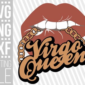 Virgo Queen Svg, Gold Chain Svg, Biting Lips Svg, Zodiac Sign Svg, Horoscope, Afro Woman Svg ...