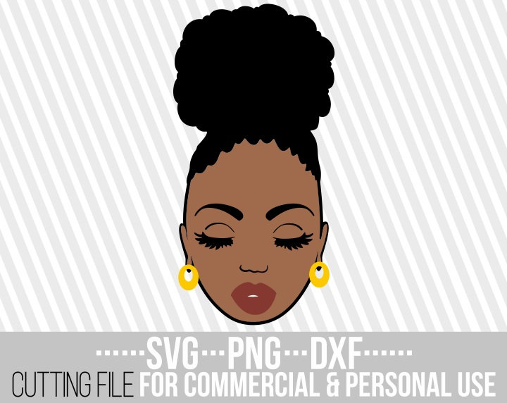 Download Girl With Afro Bun Hairstyles Svg Melanin Naural Hair Messy Etsy