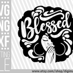 Gezegend svg, Praying Woman svg, Natural Hair svg, Faith svg, Black Woman, Afro svg, Black History svg, Bestand voor Cricut, Instant download