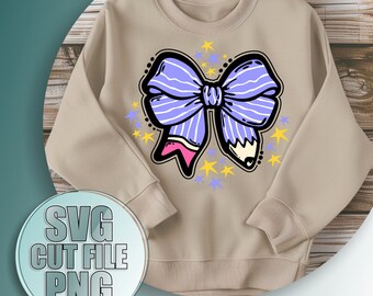 Back to School Coquette svg, Groovy Pencil svg, Retro Teacher svg, Clipart, Cut File Cricut, 1st day of school svg, School PNG, Kindegarten