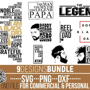 Pacote svg do Dia dos Pais, Black King svg, Melanin svg, Beard Man svg, Daddy svg, Dope Dad svg, Arquivo para Cricut, Silhouette, Download instantâneo