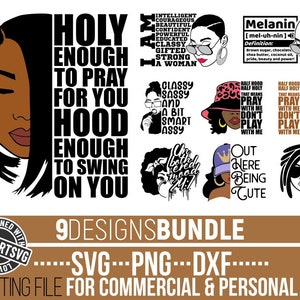 9x schwarze Frau svg Bundle, I Am A Woman svg, Schwarze Geschichte, Afroican American, Cricut Datei, Sofort Download