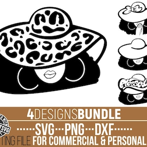 4x Pacote Afro Woman svg, Cabelo Natural svg, Faith svg, Mulher Negra, Afro svg, História Negra, Mulher de Chapéu, Arquivo para Cricut, download instantâneo