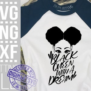 Black Queen With A Dream SVG, Afro Puffs SVG, Afro woman, melanine SVG, Black Girl Magic SVG, bestand voor Cricut, silhouet, instant download
