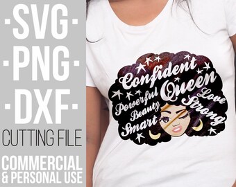 Confident queen svg, Layered, Words svg, Strong Black woman svg, Natural Hair,Black Girl Magic,File for Cricut, Silhouette ,Instant download