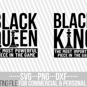 Black Queen svg, Black King svg, Pièce d’échecs svg, Mélanine, Hommes, Black Girl Magic, Fichiers coupés, Fichier pour Cricut, Silhouette, Téléchargement instantané