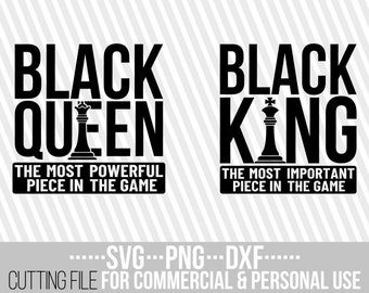 Black Queen svg, Black King svg, Chess Piece svg, Melanin, Men, Black Girl Magic, Cut Files, File for Cricut, Silhouette, Instant download