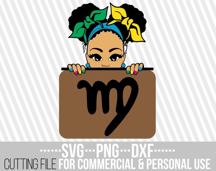Download Virgo Svg Zodiac Sign Svg Afro Queen Svg Horoscope Peeking Girl Svg Melanin Black Woman File For Cricut Silhouette Instant Download