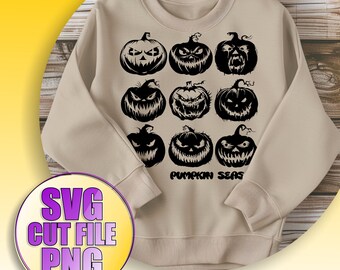 Pumpkin Season SVG, Retro Halloween SVG, Scary Pumpkin Vector, Clipart, Spooky Season png, Cut File Cricut, Coquette Bow svg, Horror svg