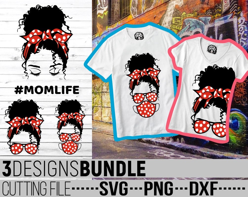 Download 3x Messy Bun Designs Bundle svg, Polka Dot svg, Melanin ...