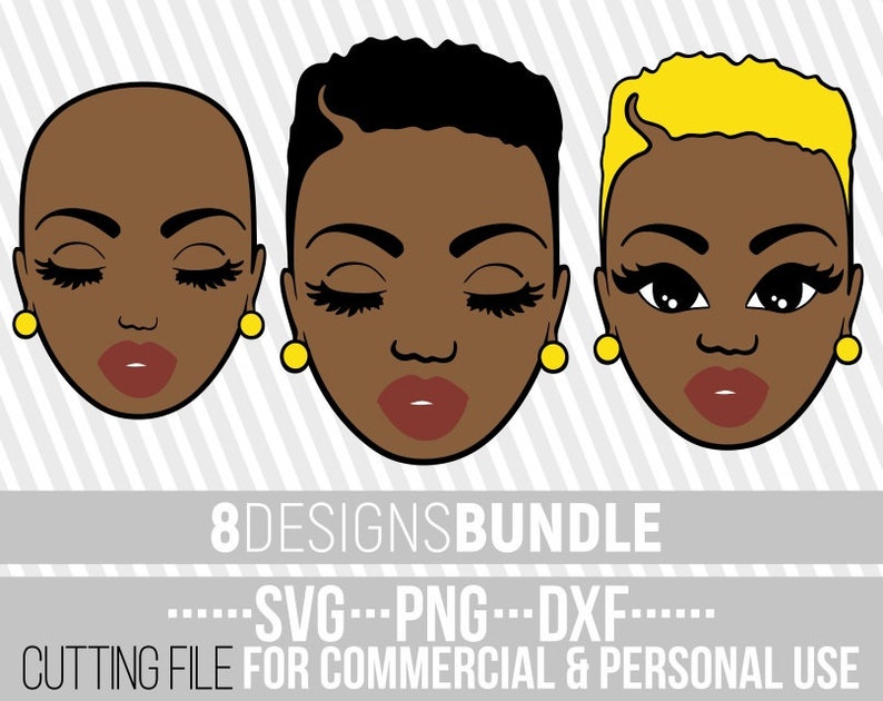 Download 8x Amazing Black Woman With Short Hair Bundle Svg Silhouette Instant Download Cuttable Vector File For Cricut Hairstyle Svg Bald Girl Clip Art Art Collectibles