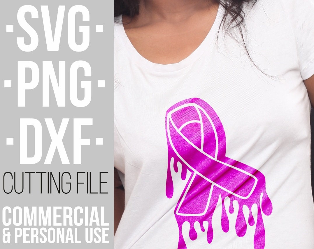 Wreath Svg Breast Cancer Pink Ribbon Svg Awareness Ribbon Survive Dripping Svg Cut Files File For Cricut Silhouette Instant Download