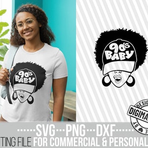 90年代の赤ちゃんのSVG、誕生日のSVG、90年代生まれ、アフロヘアのSVG、ビンテージのSVG、レトロのPNG、1990年代のSVG、グラフィティ、Cricut用のファイル、すぐにダウンロード