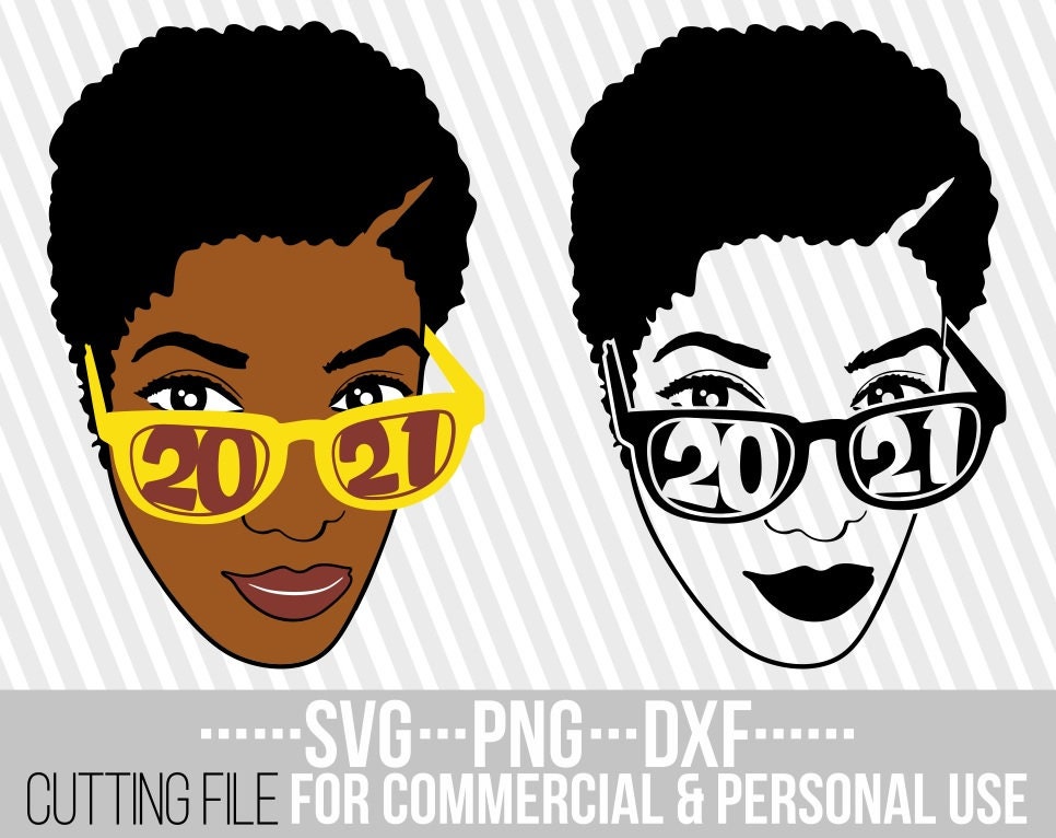 Download Black Woman With Glasses Svg 2021 Svg Short Hair Svg African American Svg File For Cricut Vector Silhouette Instant Download Cuttable