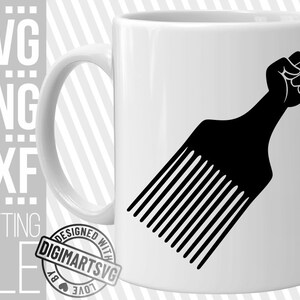 Pick Comb with Fist svg, Hair Stylist svg, Hand svg, Power svg, Hairdresser, Afro Hair svg, Datei für Cricut, Silhouette, Sofortiger Download