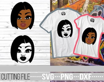Black Woman svg, Short Hair svg, Afro svg, Curly Hair svg, Melanin, Hairstyle, File for Cricut, Silhouette, Instant download, Sublimation
