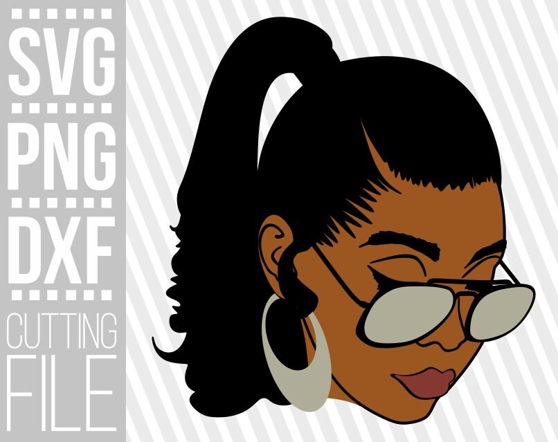 Cute Black Girl With Glasses Svg Long Hair Svg Melanin Girl Afro | My ...