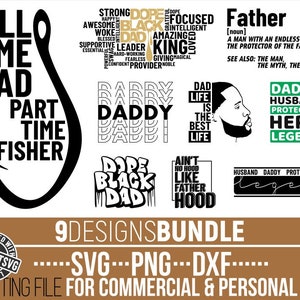 9x Fathers Day Svg Bundle, Black King Svg, Hero svg, Beard Man, Daddy svg, Best Dad Ever svg, Datei für Cricut, Silhouette, Sofortiger Download