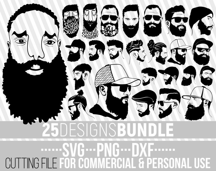 Download 25x Beard Man Bundle Svg Beard Svg Father S Day Svg Mustache Hipster File For Cricut Vector Silhouette Instant Download Cuttable