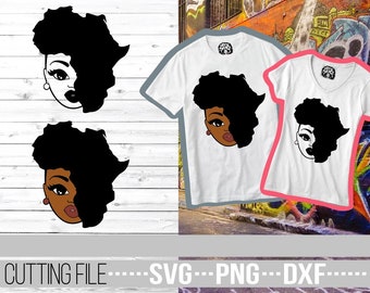 アフリカ svg、黒人女性 svg、アフロ svg、アフリカ系アメリカ人、メラニン svg、Cricut 用ファイル、ベクター、シルエット、即時ダウンロード、カット可能