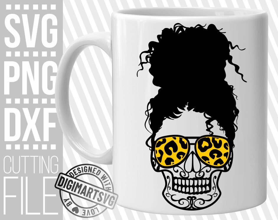 Download Skull With Sunglasses Svg Messy Bun Leopard Prints Mandala Svg Sugar Skull Svg Zentangle File For Cricut Silhouette Instant Download