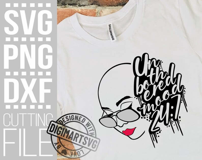 Download Unbothered Mood 24:7 svg Bald Woman in Glasses svg Melanin ...