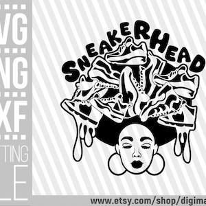 Sneaker Girl svg, Sneakers svg, Black Woman svg, Dripping svg, Afro Girl svg, Sneaker Head png, Fashion, File for Cricut, Instant download
