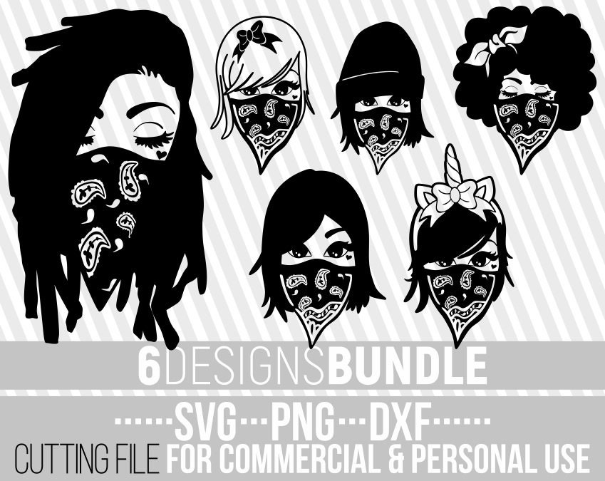 Download 6x Beauty Black Woman with Bandana Bundle svg, Black Girl Magic, street girl, Unicorn, File for ...