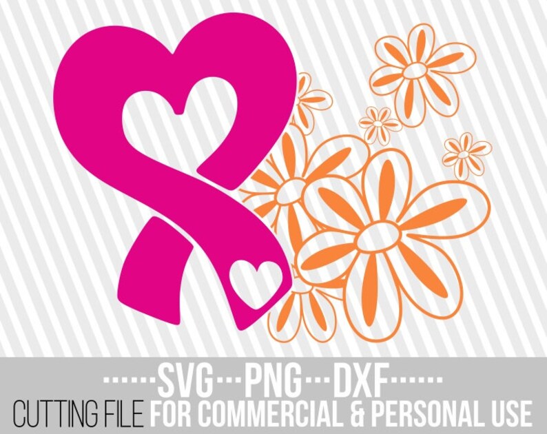 Cut Files Breast cancer,Pink ribbon svg Instant download Survive svg Heart svg Flowers svg File for Cricut,Silhouette Pink svg