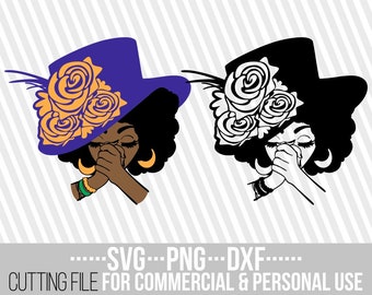 Afro Woman Praying svg, Black Woman svg, Hat svg, Prayer hands svg, Church, Faith svg,File for Cricut, Silhouette, Instant download,Cuttable