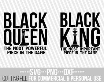 Black Queen svg, Black King svg, Chess Game svg,Melanin, Man svg, Black Girl Magic, Cut Files, File for Cricut, Silhouette, Instant download
