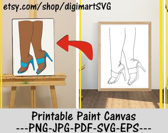Dibujos para colorear de mujeres, Zapatos de aguja (SVG), Lienzo