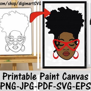 Tela di pittura stampabile alla melanina, pagine da colorare, dipingere con un tocco, festa di vernice, pagina da colorare stampabile per adulti, dipingere e sorseggiare, digitale, Svg