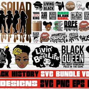 30x Black History Bundle svg, Melanin svg, Afro Woman svg, Black Queen svg, Black Girl svg, File for Cricut, Silhouette, Instant télécharger