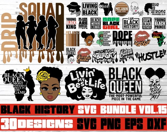 30x Black History Bundle svg, Melanin svg, Afro Woman svg, Black Queen svg, Black Girl svg, File for Cricut, Silhouette, Instant download