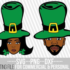 Día de San Patricio svg, Black Woman svg, Clovers svg, Melanina, Afroamericano, Black Man svg, Sublimación, Archivos Cuttable, Archivo para Cricut