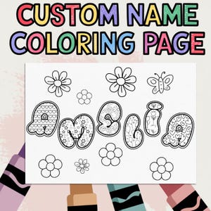 Páginas para colorear con nombres personalizados para niños y adultos, fiesta de pintura, página para colorear imprimible para adultos, pintar y beber, letra dibujada, personalizada, regalo